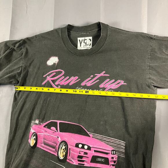 Run It Up Pink JDM Car Graphic T-Shirt Mens XL Black Streetwear Racing Drift Tee - Picture 7 of 10